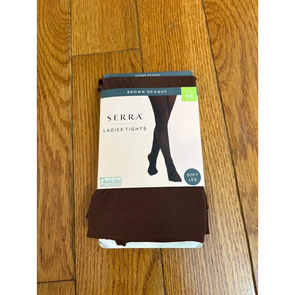 Serra Ladies Tights Brown Opaque Tummy Control Soft Silky Size Medium NEW